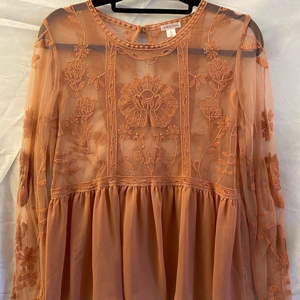 Peach Embroidered Blouse - Xhilaration